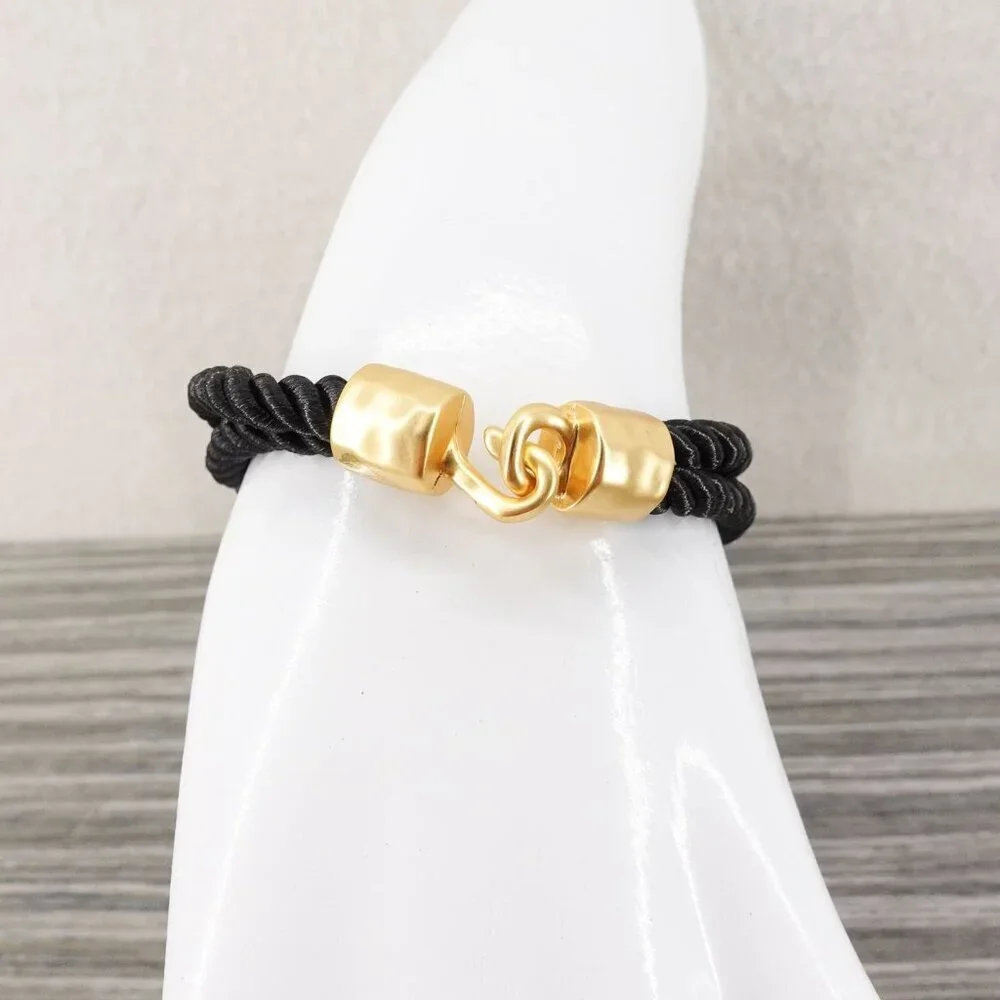 Tory Burch Shell Logo Rope Bracelet Black OS